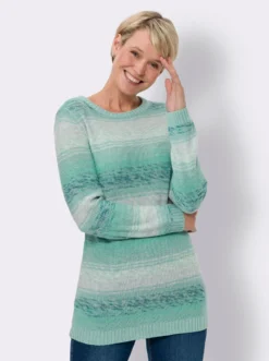 Longpullover aus Melange-Garn