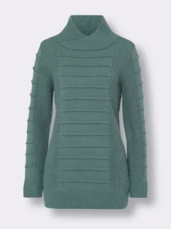 Longpullover im Strickmuster-Mix