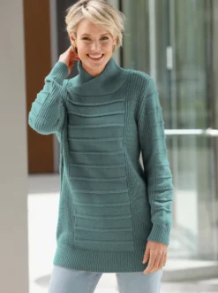 Longpullover im Strickmuster-Mix