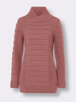 Longpullover im Strickmuster-Mix