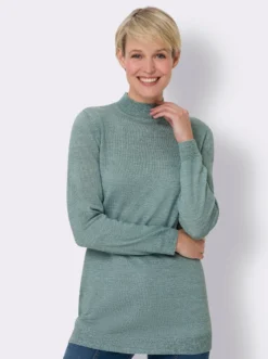 Longpullover in Melange-Optik