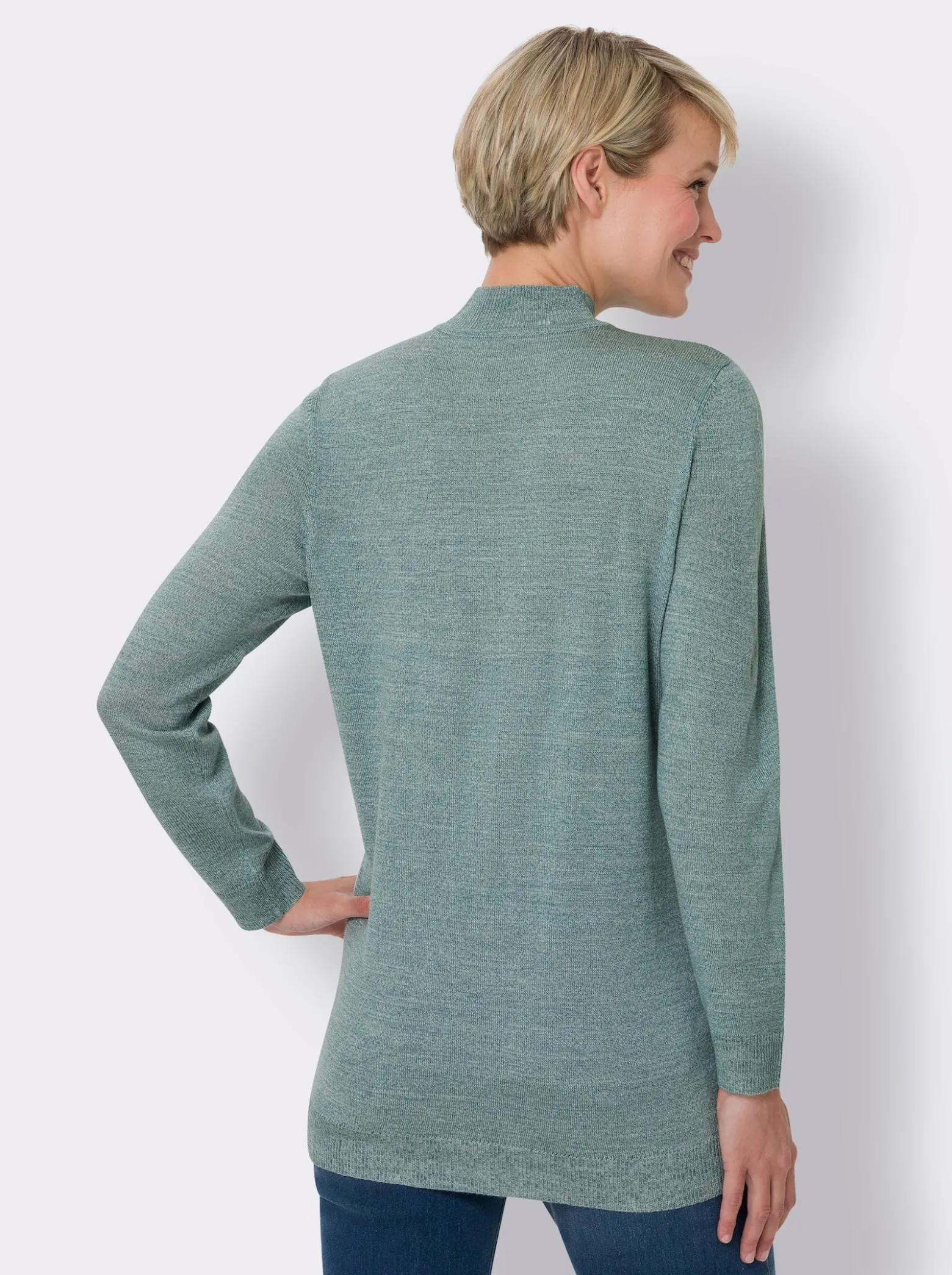 Longpullover in Melange-Optik