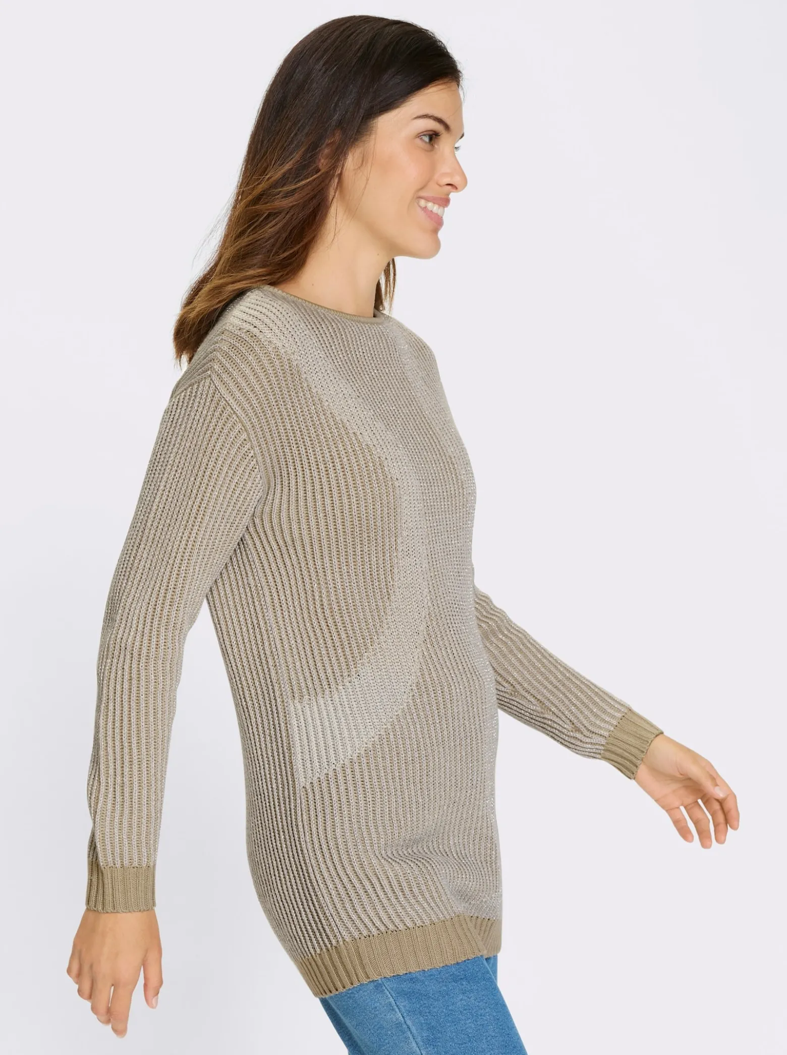 Longpullover in Patentstrick-Optik