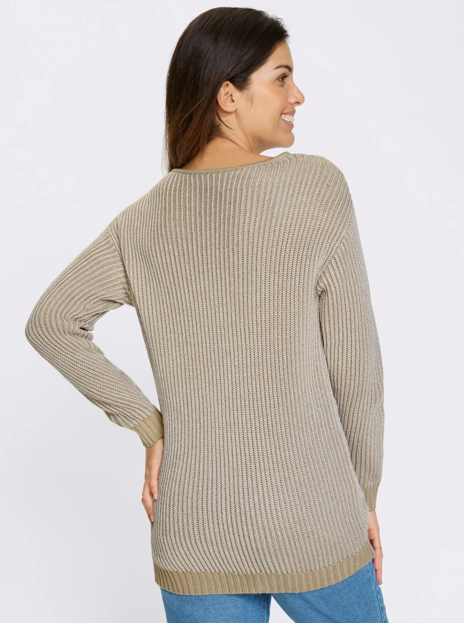 Longpullover in Patentstrick-Optik
