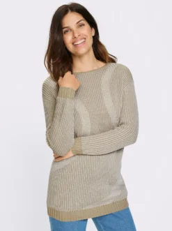 Longpullover in Patentstrick-Optik