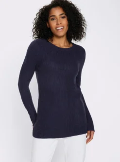 Longpullover in Ripp-Optik