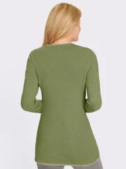 Longpullover kontrastfarbigen Ripp-Blenden