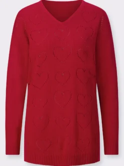 Longpullover mit Ajour-Herzchen