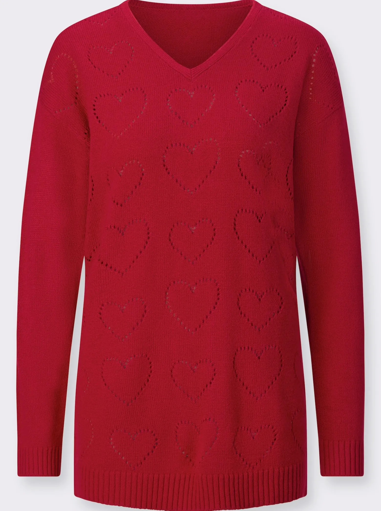 Longpullover mit Ajour-Herzchen