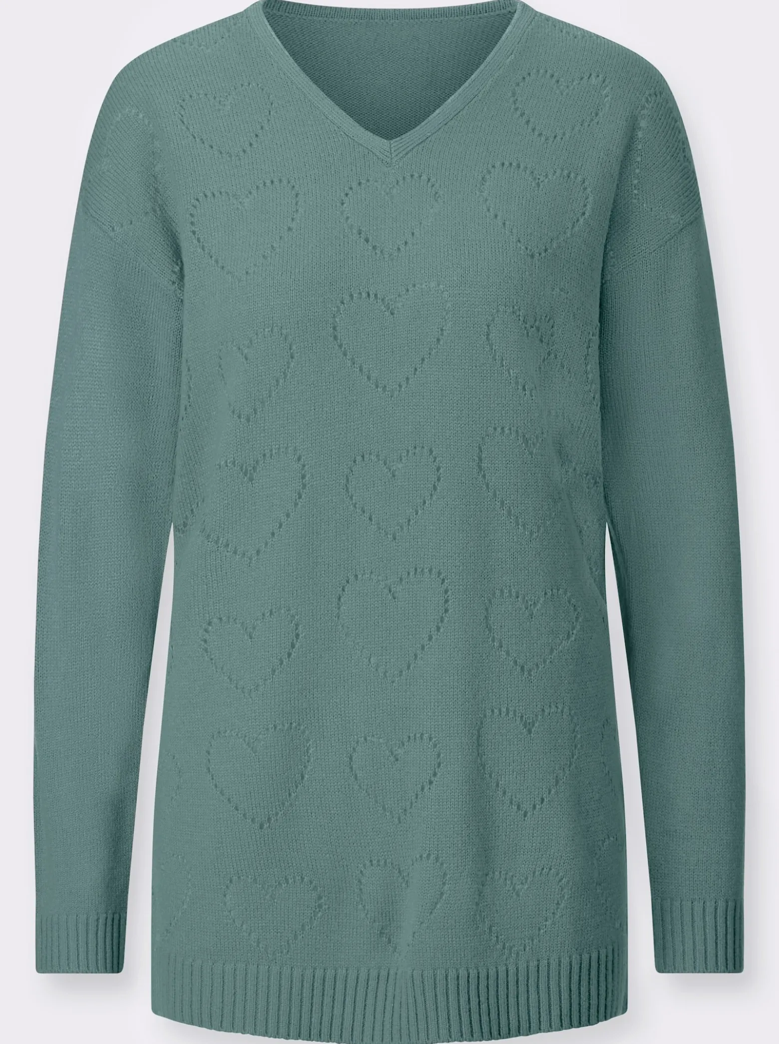 Longpullover mit Ajour-Herzchen