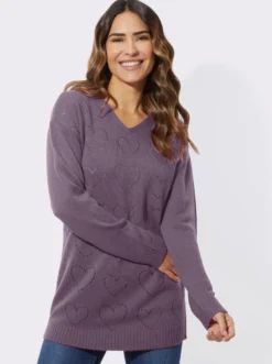 Longpullover mit Ajour-Herzchen