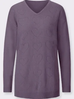 Longpullover mit Ajour-Herzchen