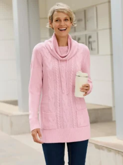 Longpullover mit aufgesetzten Taschen