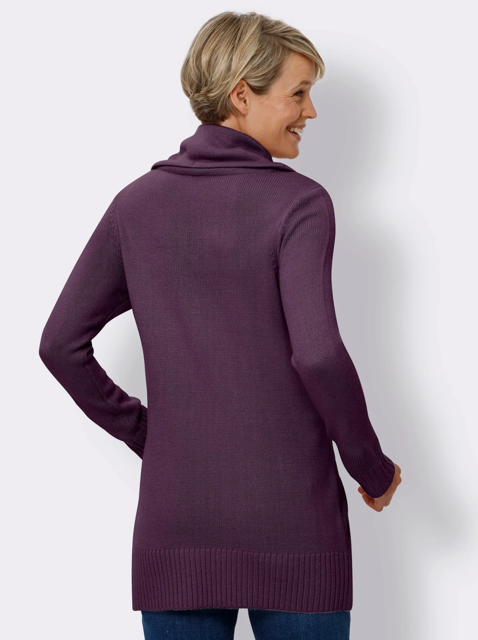 Longpullover mit aufgesetzten Taschen