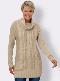 Longpullover mit aufgesetzten Taschen