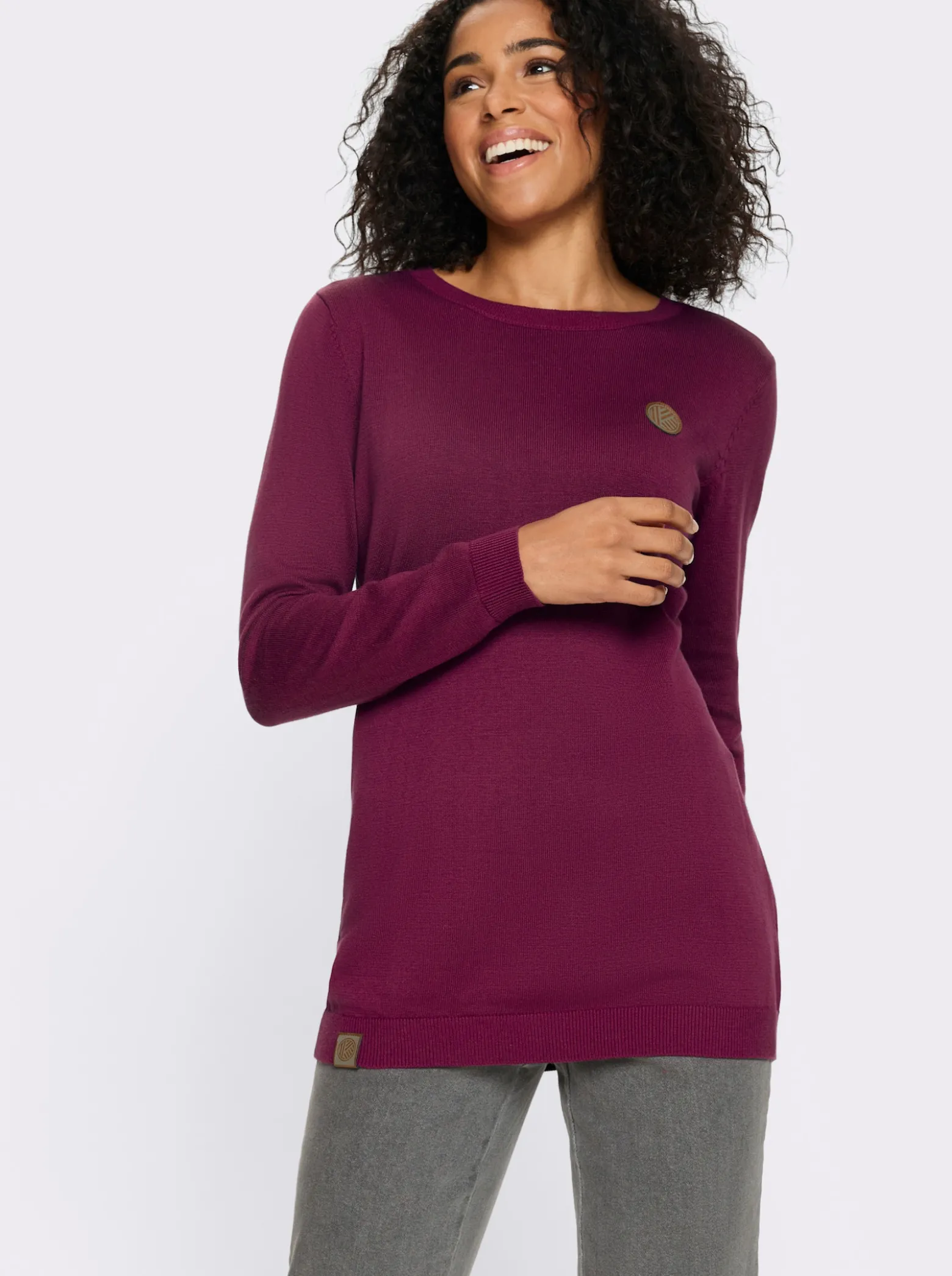 Longpullover mit 50% Baumwolle