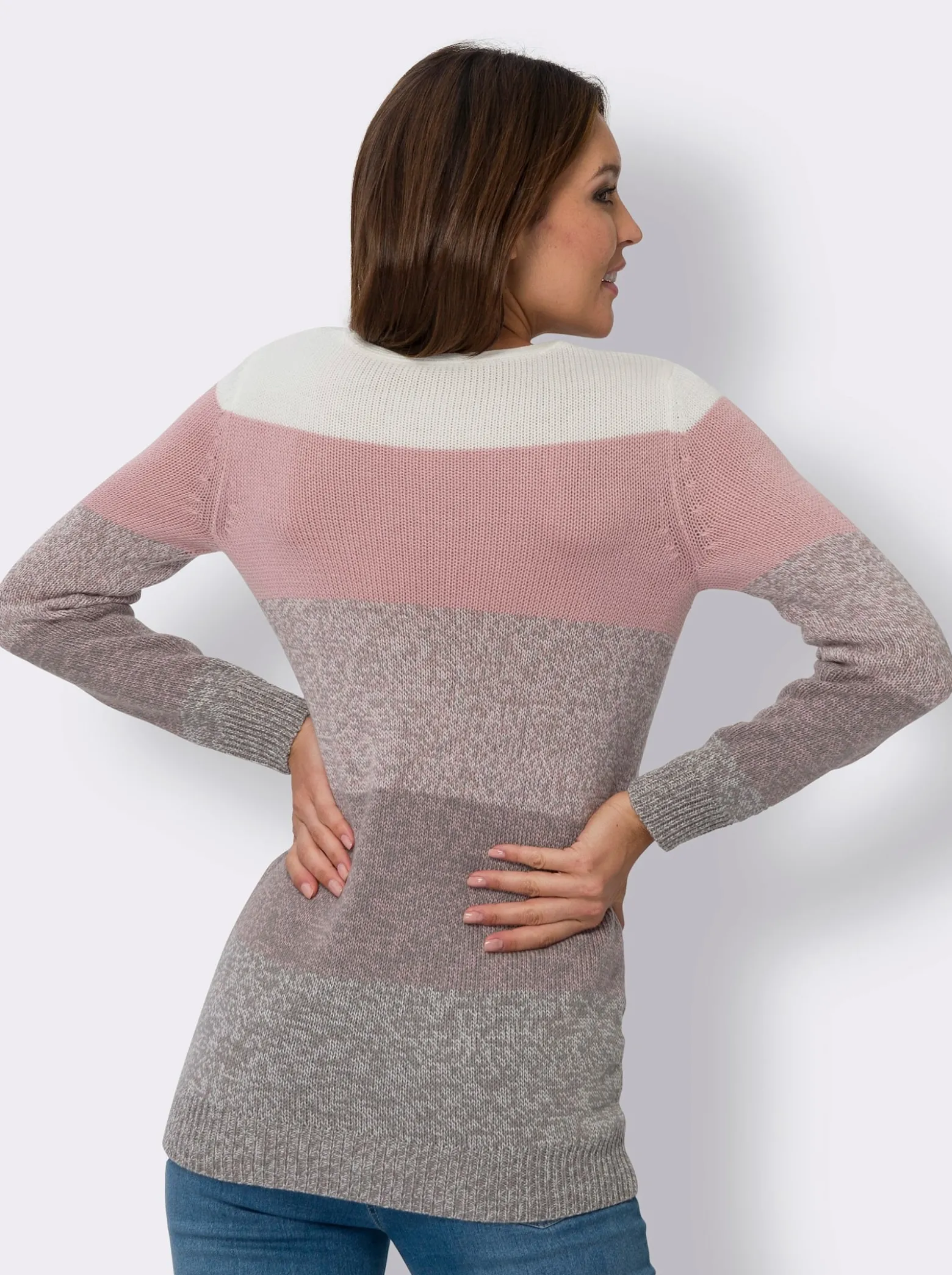 Longpullover mit Blockstreifen-Muster
