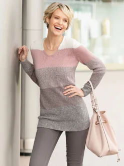Longpullover mit Blockstreifen-Muster