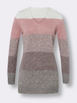 Longpullover mit Blockstreifen-Muster