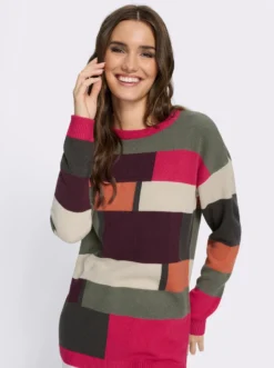 Longpullover mit Colour Blocking-Muster