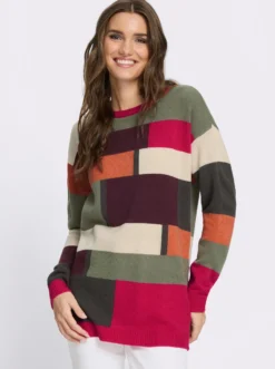 Longpullover mit Colour Blocking-Muster