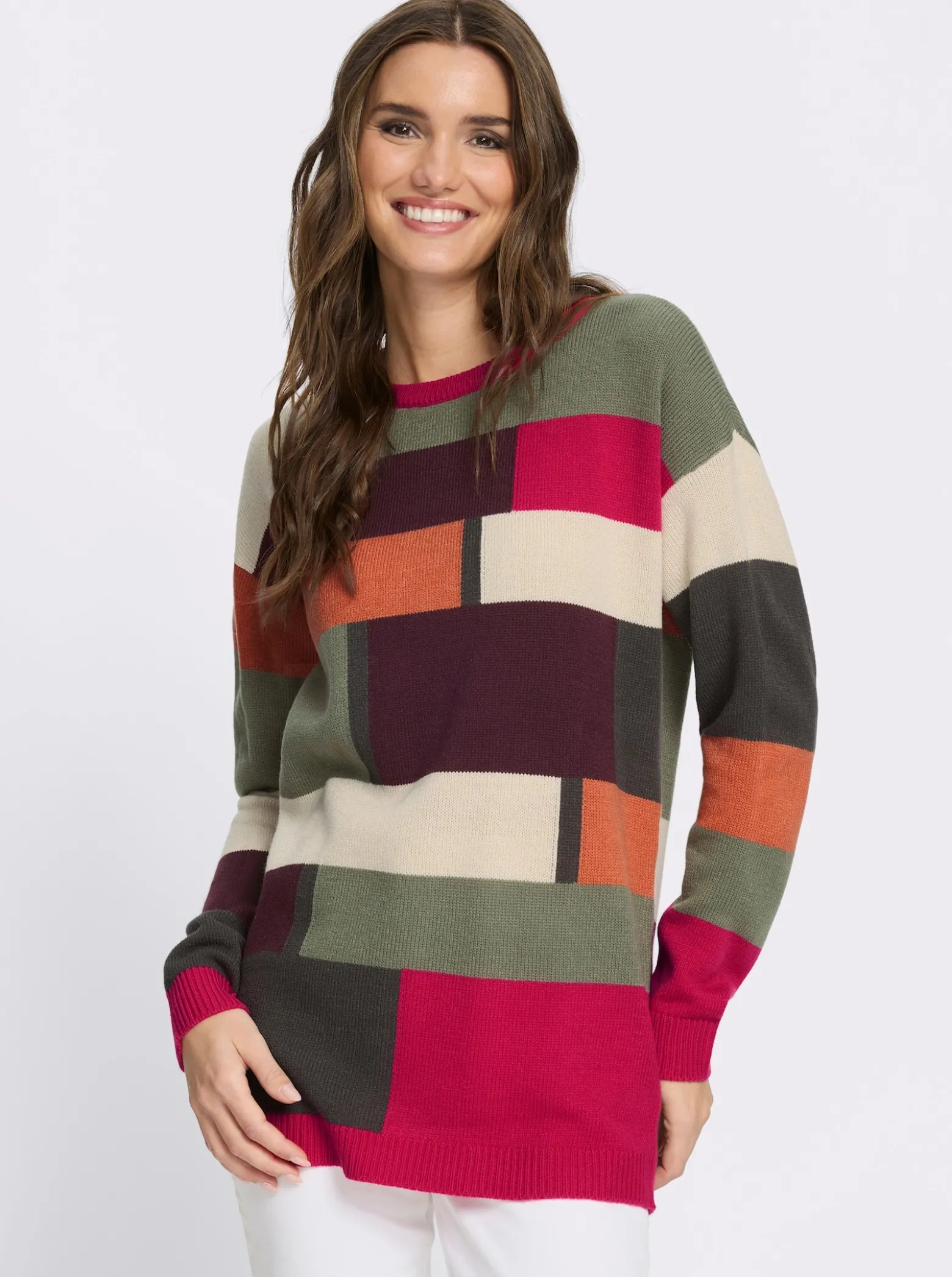 Longpullover mit Colour Blocking-Muster