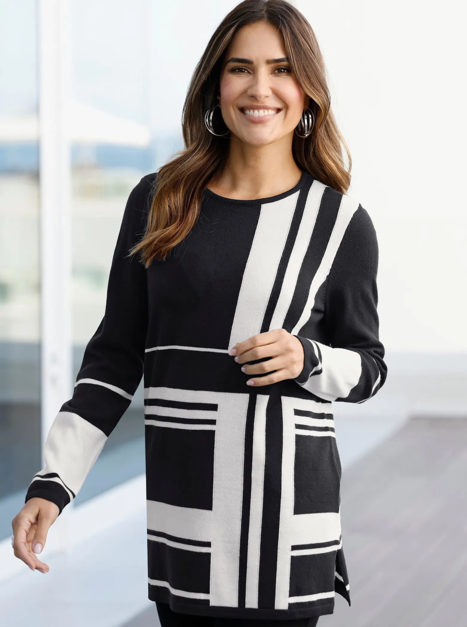 Longpullover mit Grafik-Muster