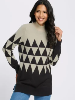 Longpullover mit grafischem Jacquardmuster