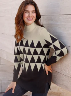 Longpullover mit grafischem Jacquardmuster