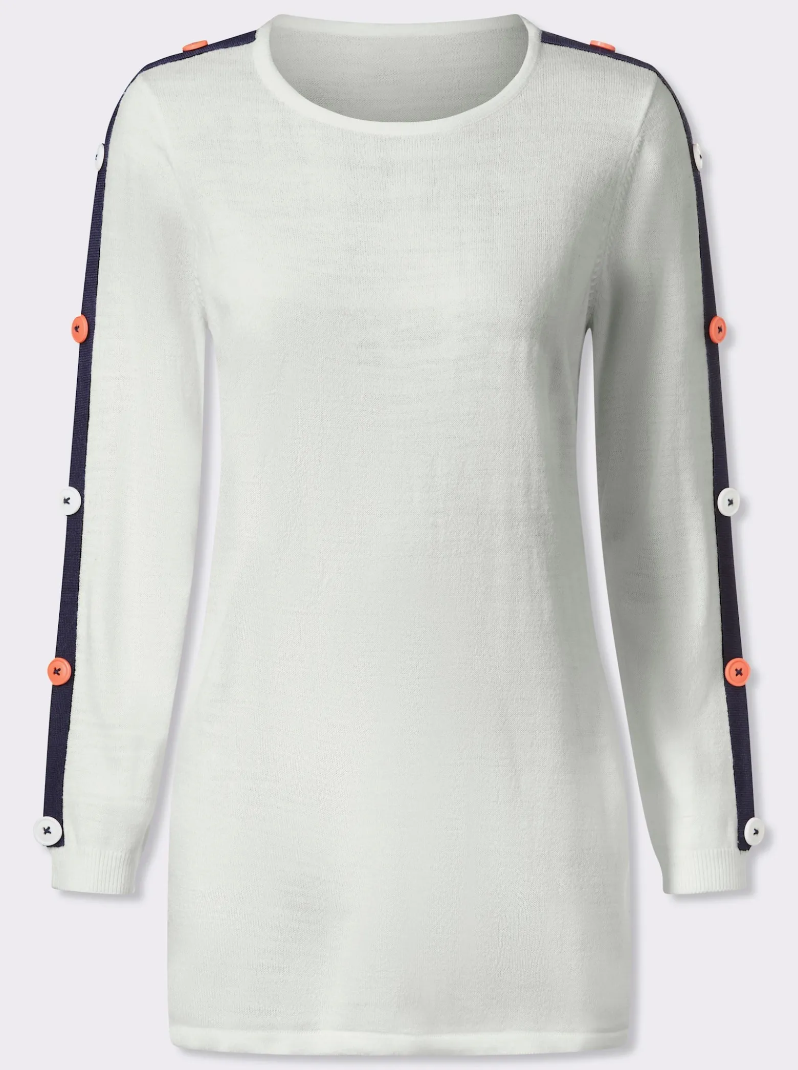 Longpullover mit kontrastfarbenen Streifen