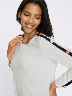 Longpullover mit kontrastfarbenen Streifen