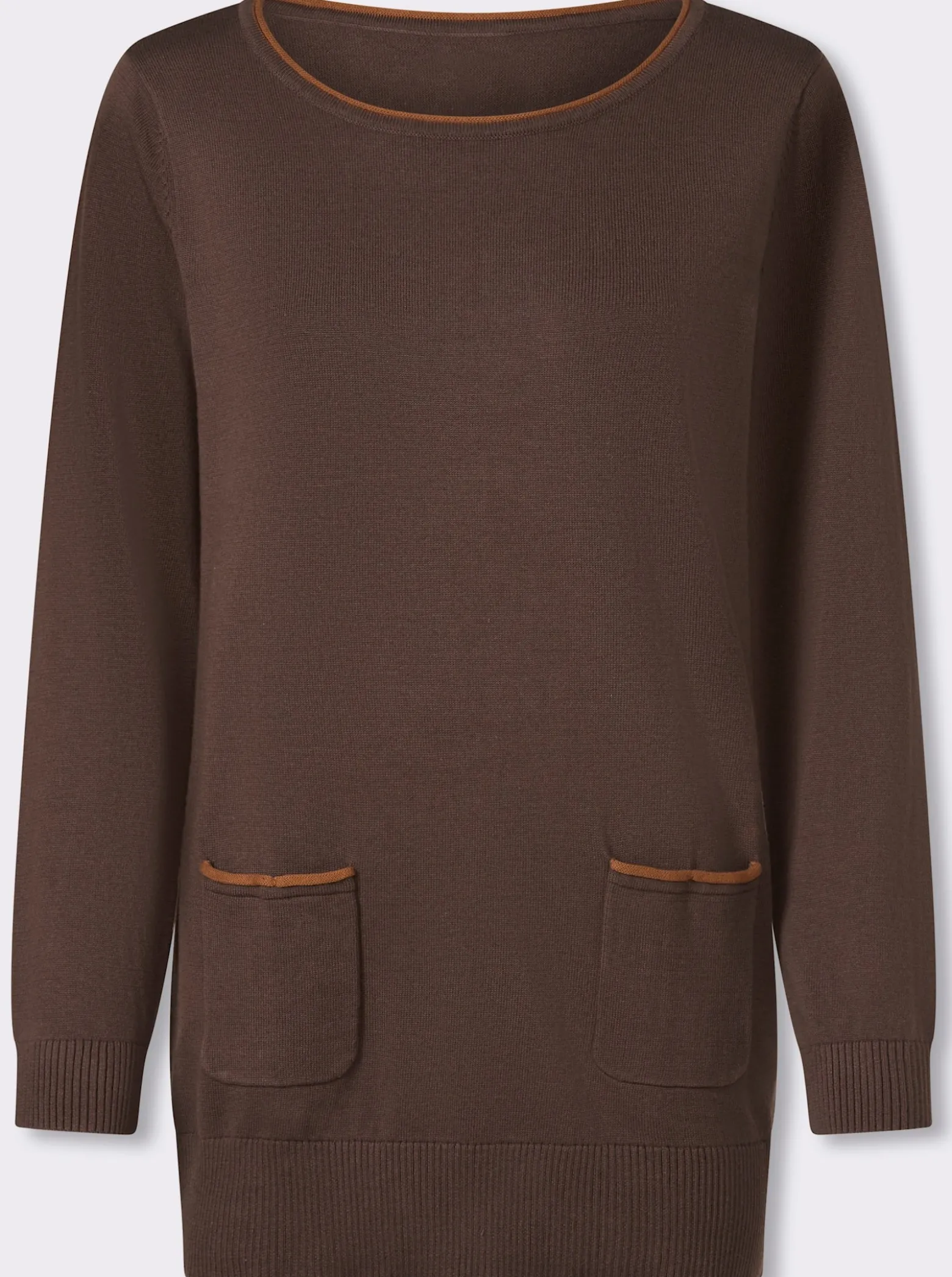 Longpullover mit Kontrast-Rollsaum