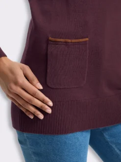 Longpullover mit Kontrast-Rollsaum