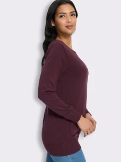 Longpullover mit Kontrast-Rollsaum