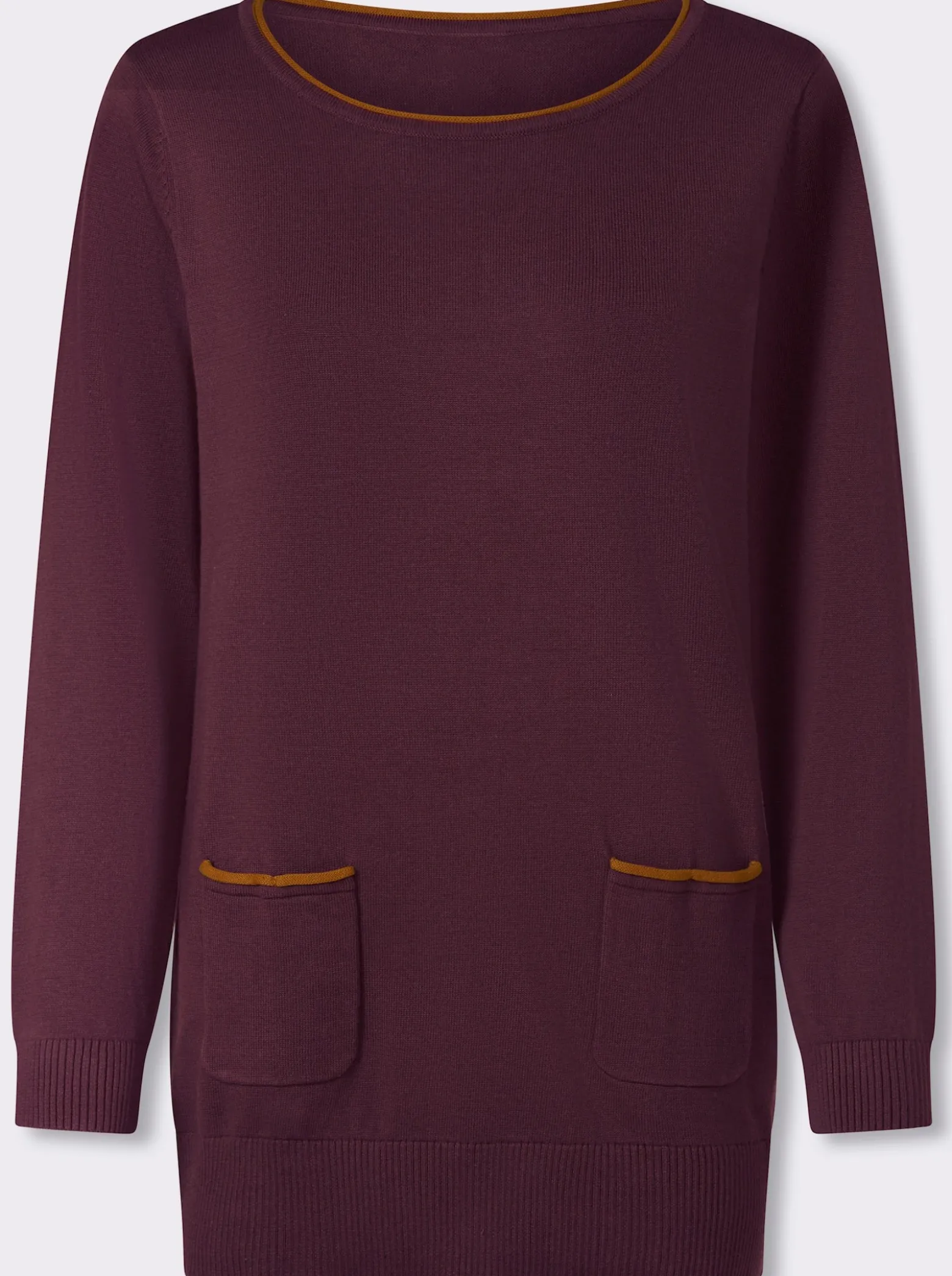 Longpullover mit Kontrast-Rollsaum