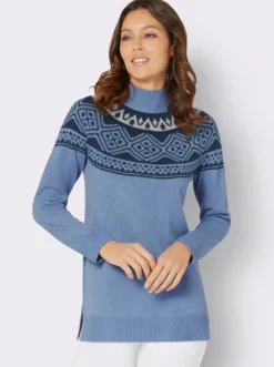 Longpullover mit Norwegermuster