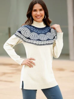 Longpullover mit Norwegermuster