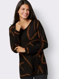 Longpullover mit Seitenschlitzen