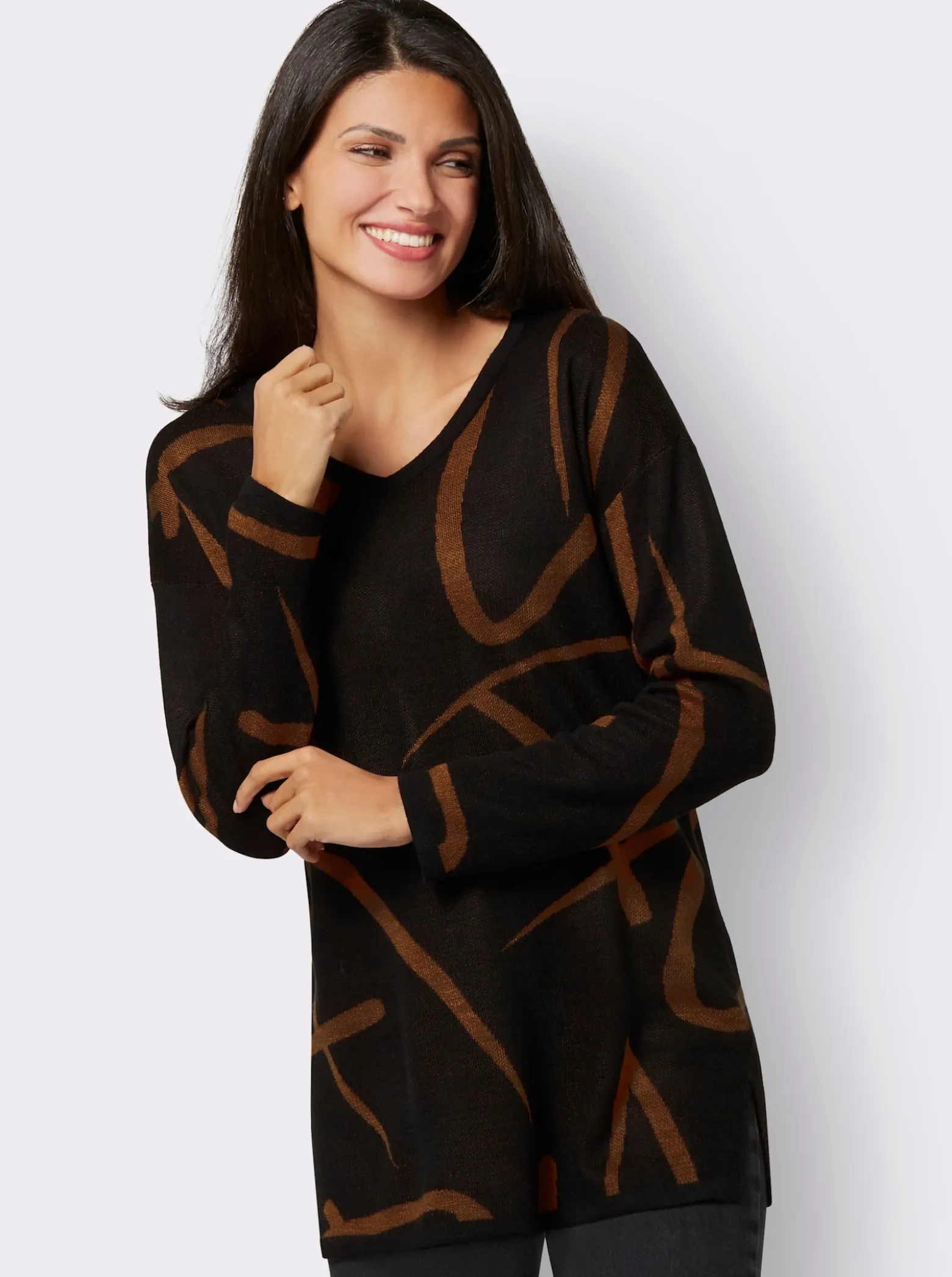 Longpullover mit Seitenschlitzen