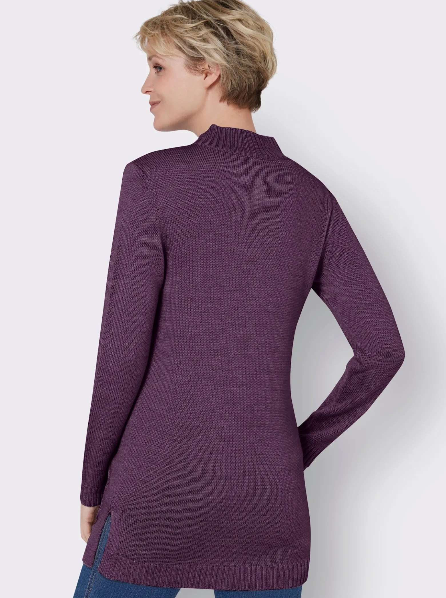 Longpullover mit Stehkragen
