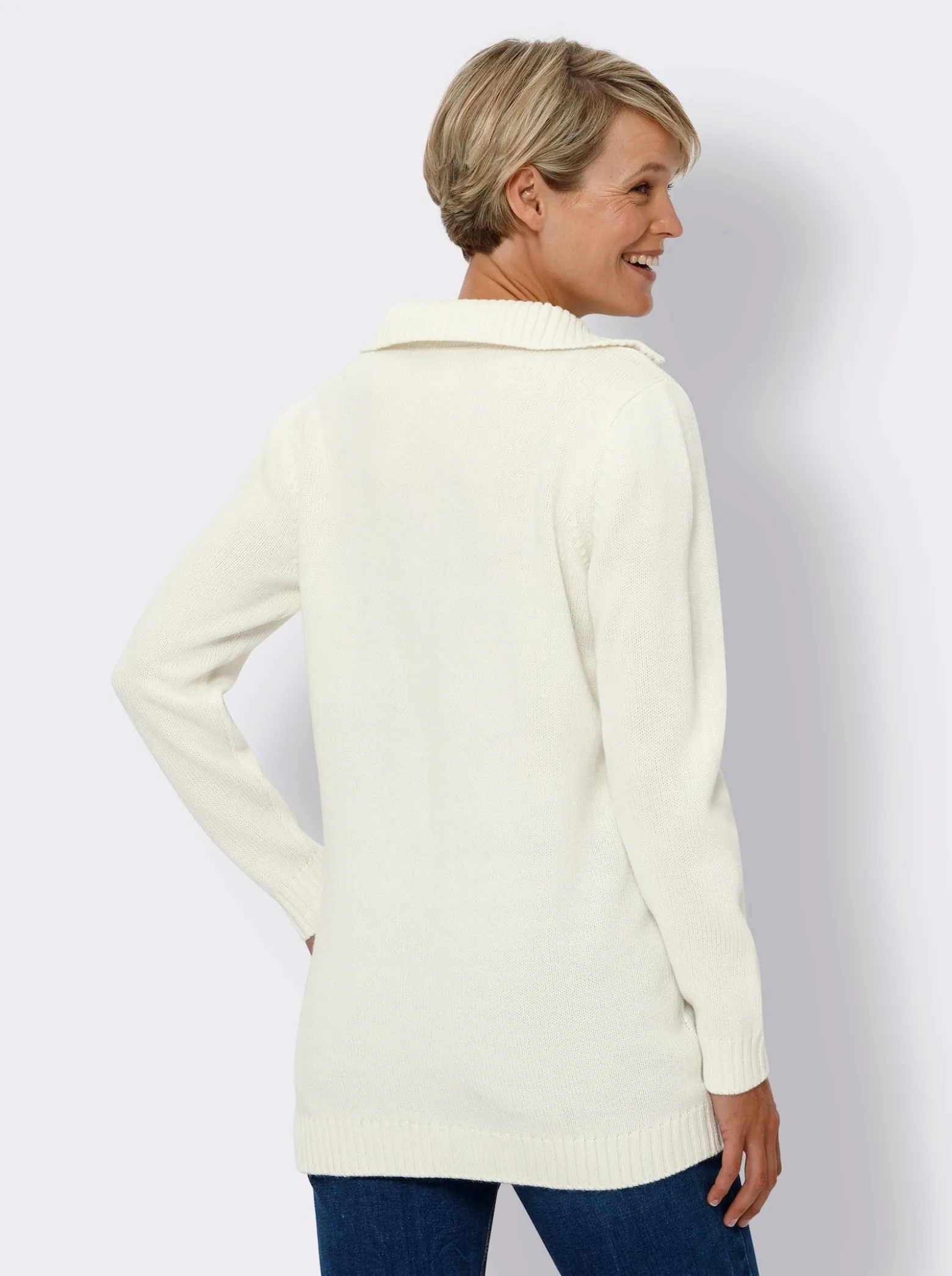 Longpullover mit Troyerkragen, pflegeleicht