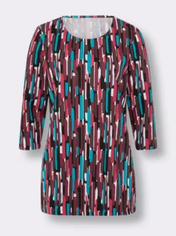 Longshirt in A-Form, grafisch bedruckt