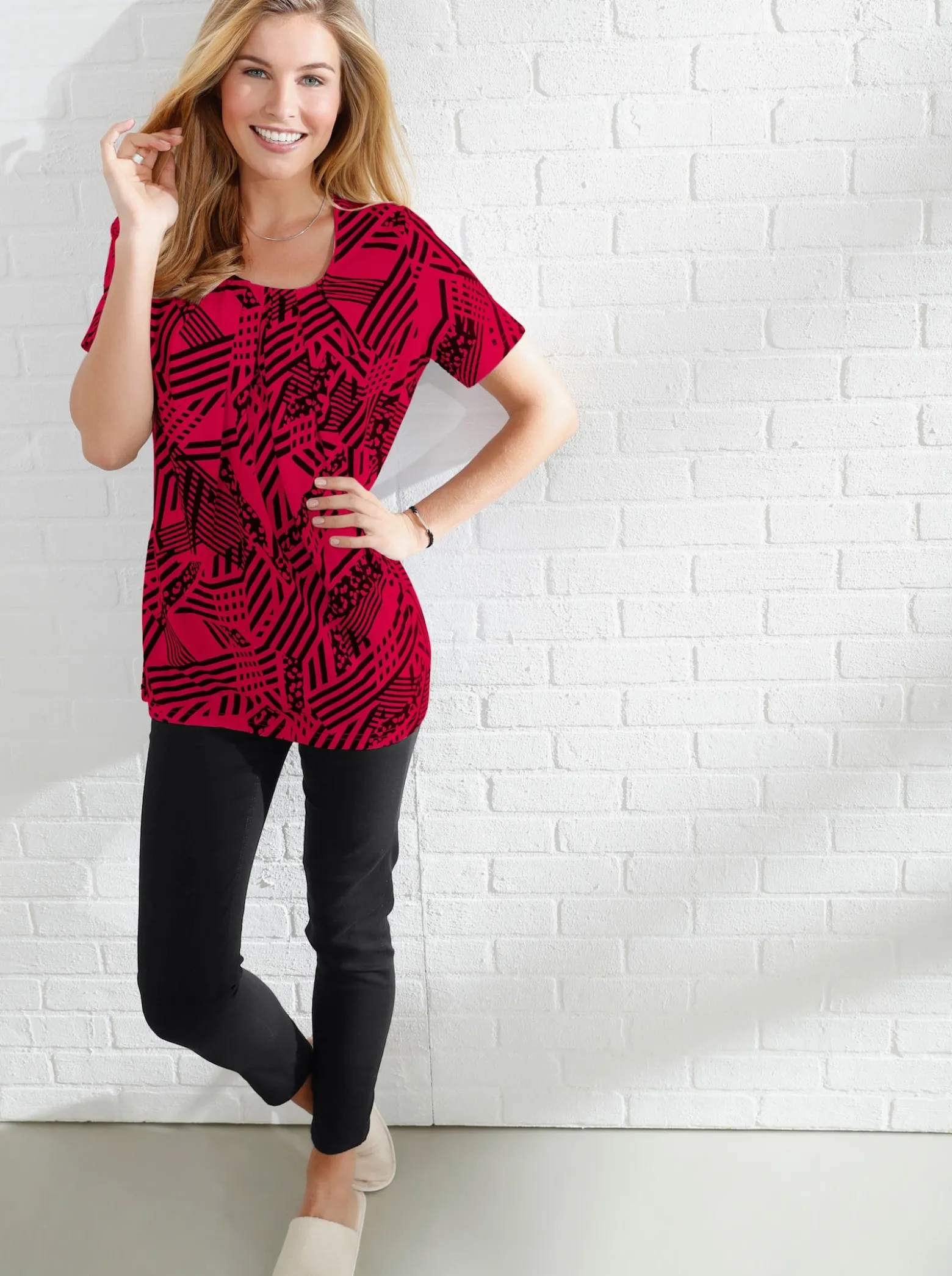 Longshirt in A-Form mit Falten