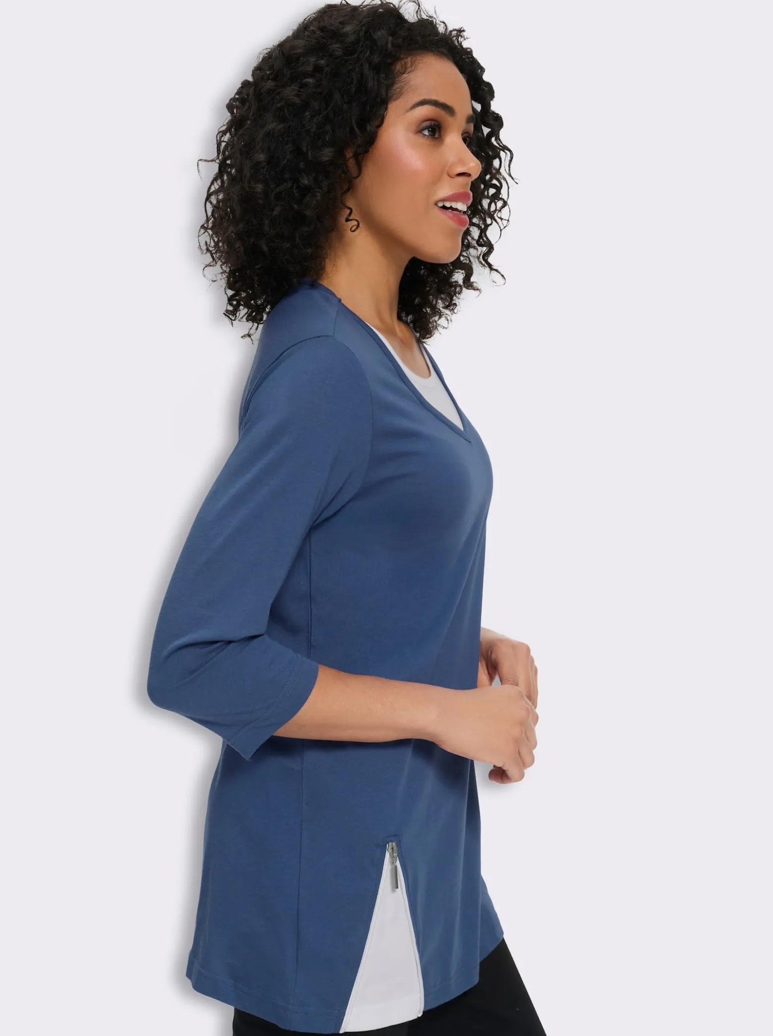 Longshirt in 2-in-1-Optik, Baumwolle