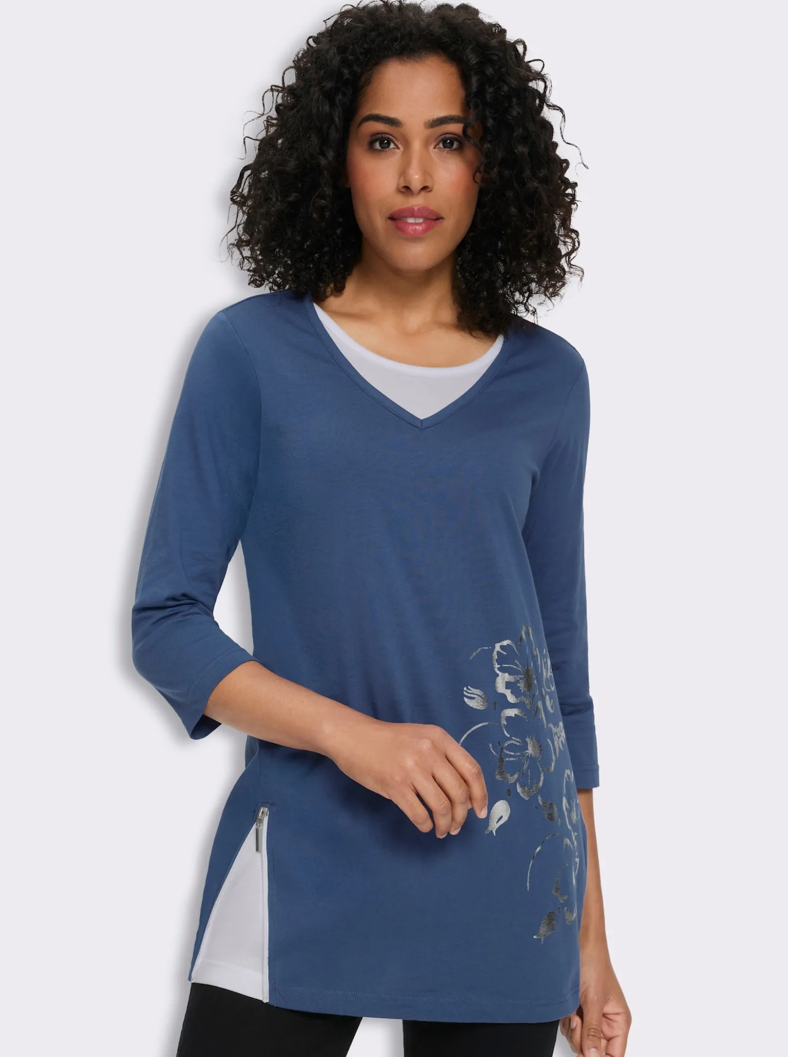 Longshirt in 2-in-1-Optik, Baumwolle