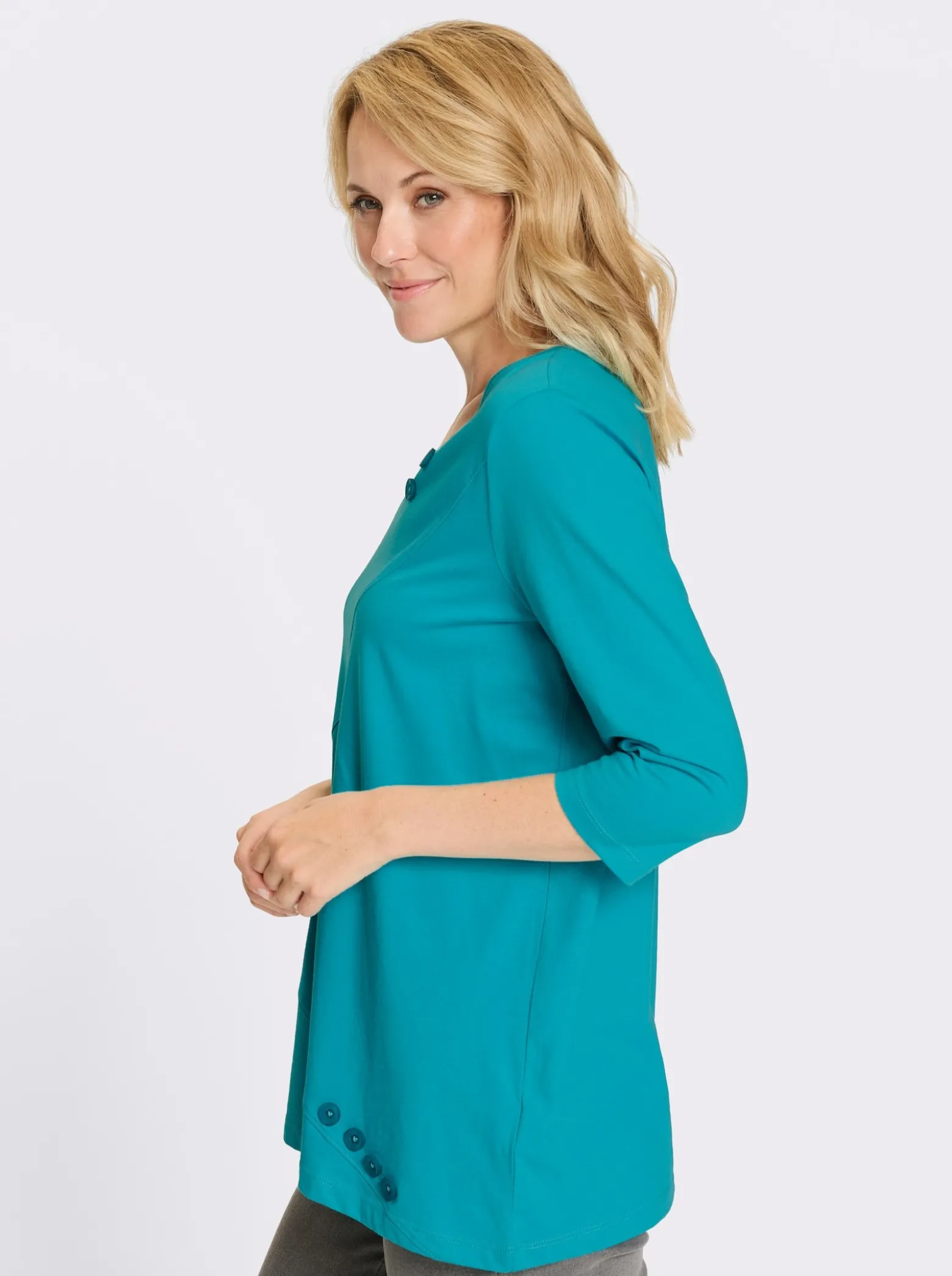 Longshirt mit asymmetrischem Saum