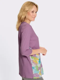Longshirt mit bedrucktem Einsatz vorne