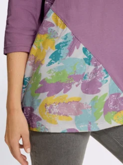 Longshirt mit bedrucktem Einsatz vorne
