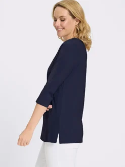 Longshirt mit überlappendem V-Ausschnitt