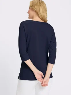 Longshirt mit überlappendem V-Ausschnitt